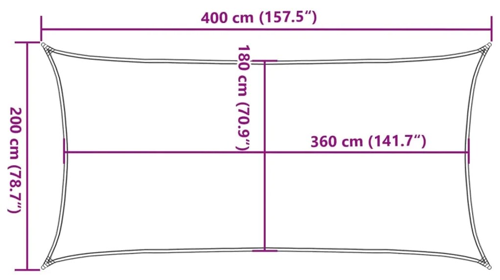 Guarda-Sol HDPE retangular 2x4 m antracite