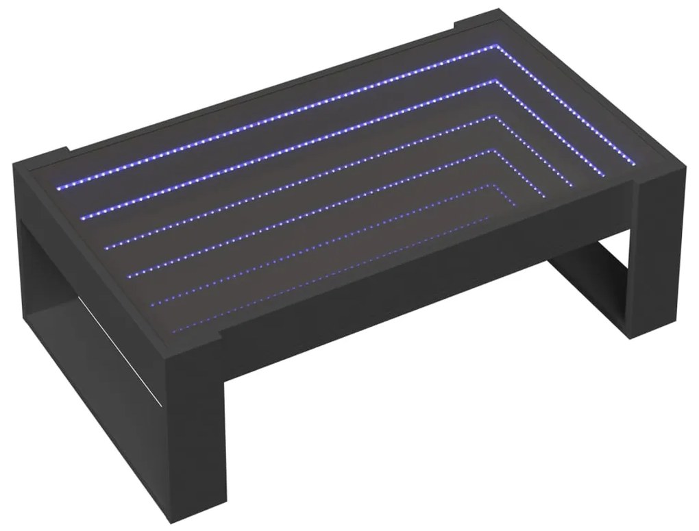 Mesa de centro luzes LED Infinity 90x53x30 cm preto