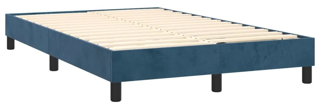 Cama boxspring com colchão 120x200 cm veludo azul-escuro