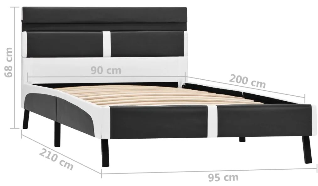 Estrutura de cama c/ LED 90x200 cm couro artificial cinzento