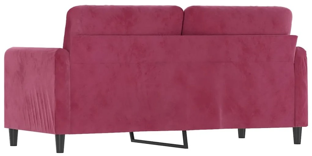 Sofá de 2 lugares veludo 140 cm vermelho tinto
