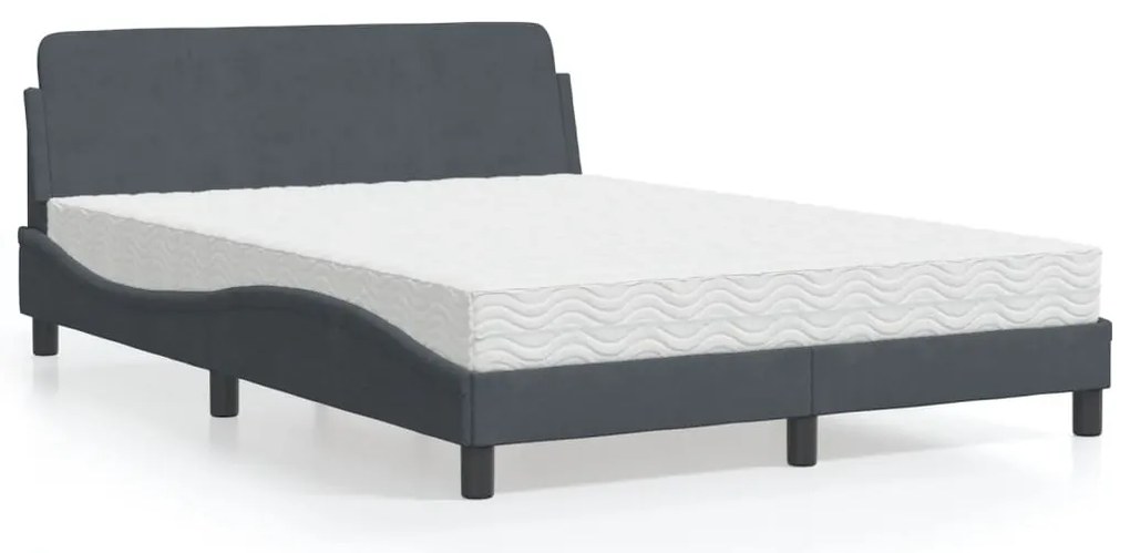 Cama com colchão 140x190 cm veludo cinzento-escuro