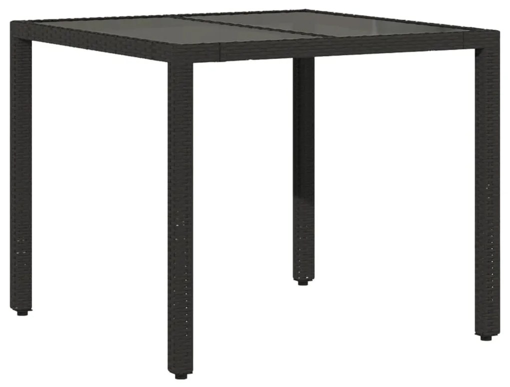 3 pcs conjunto jantar jardim c/ almofadões vime PE/vidro preto