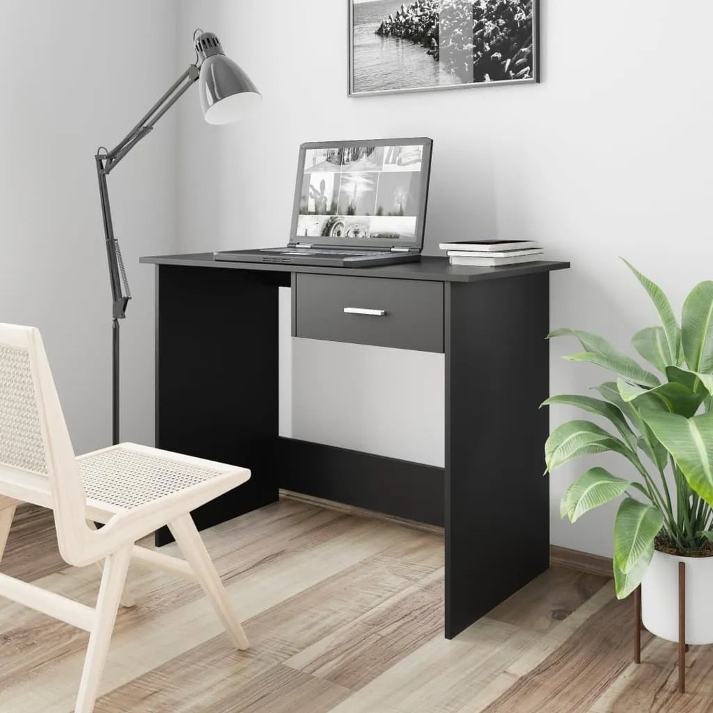 800550 vidaXL Secretária 100x50x76 cm contraplacado preto