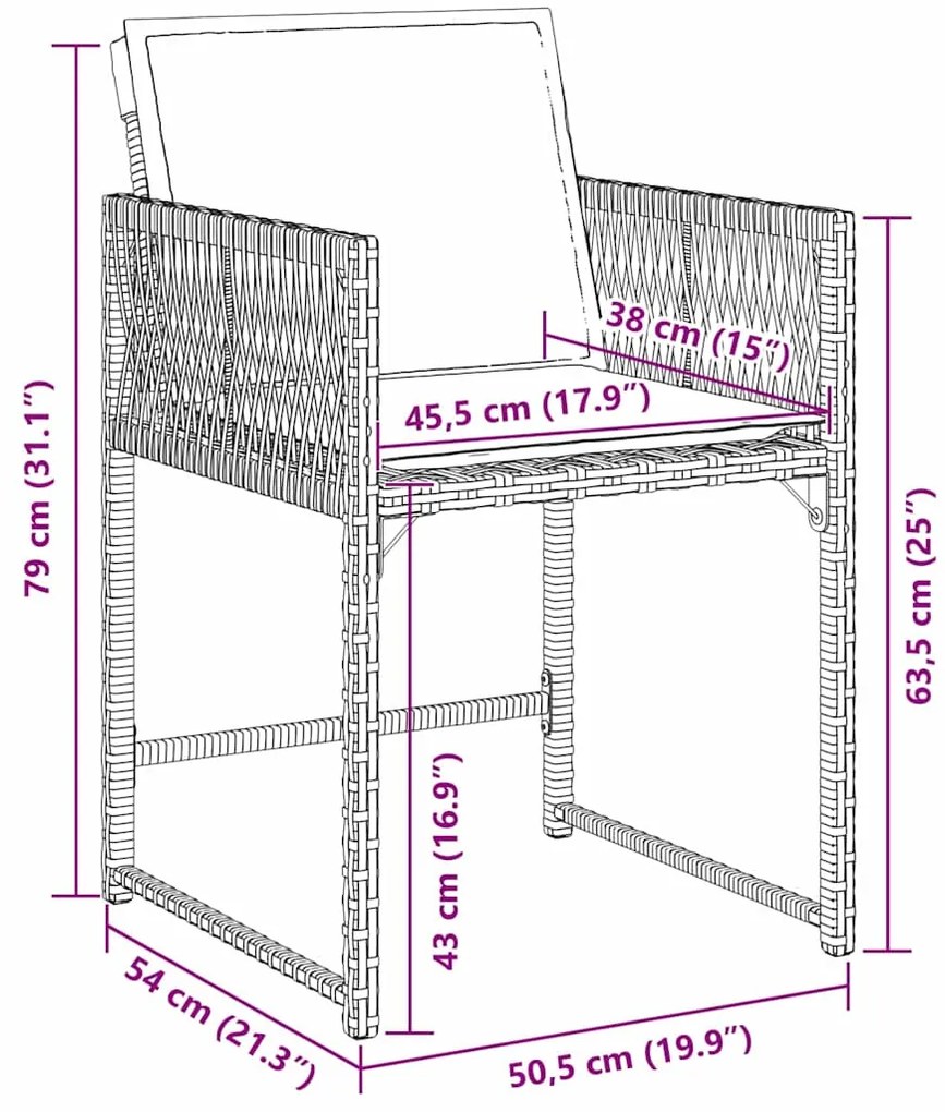 Conjunto de Jantar de Jardim com Almofadas 9 Peças Cinza Rattan Poly