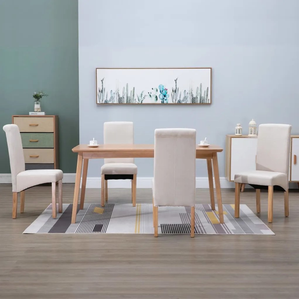 vidaXL Cadeiras de jantar 4 pcs tecido cor creme