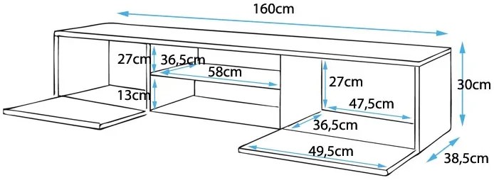 Mueble TV modelo Tenon (160 cm) en blanco y negro