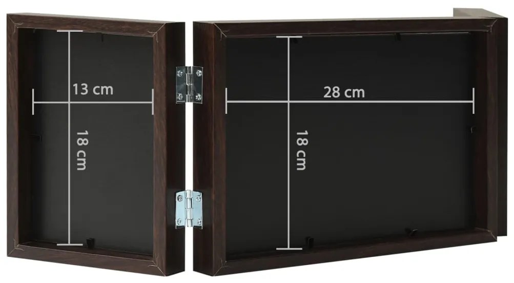 Moldura com três dobras 28x18 cm+2x(13x18 cm) castanho-escuro