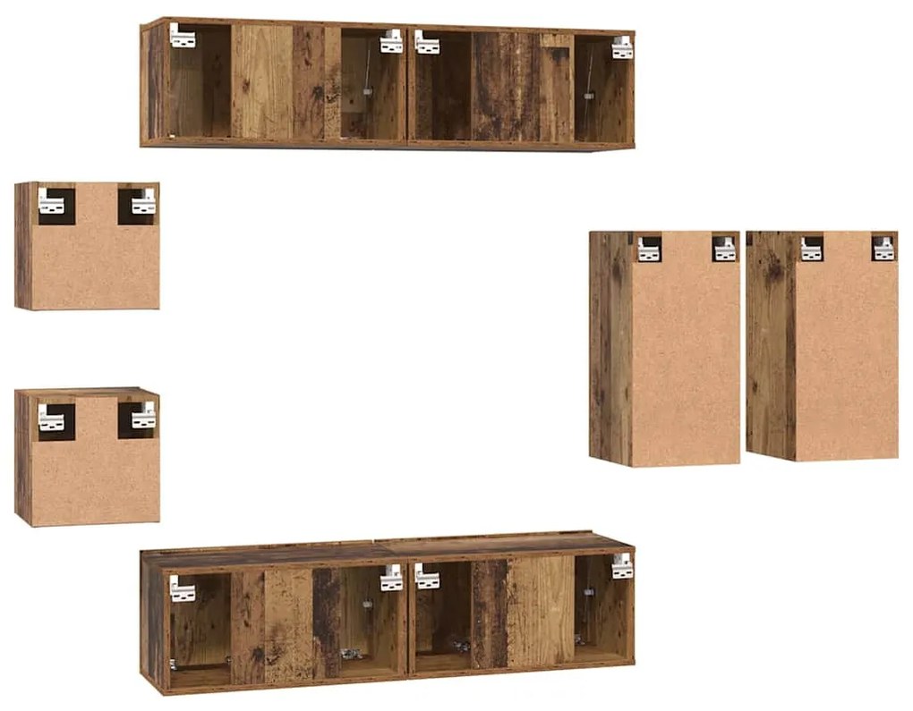 Conjunto de móvel de TV 8 pcs Madeira antiga 30.5 x 30 x 60 cm