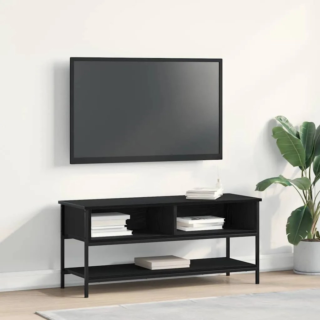 Cabide de TV vidaXL Preto Carvalho 100x35x45 cm Madeira de Engenharia