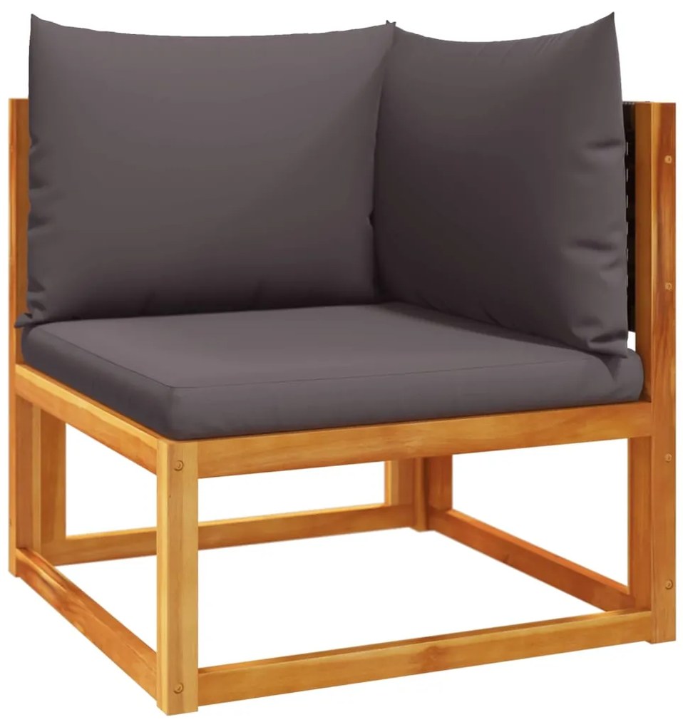 3 pcs conjunto de sofás de jardim com almofadões acácia maciça