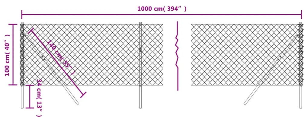 Cerca de arame 1x10 m prateado