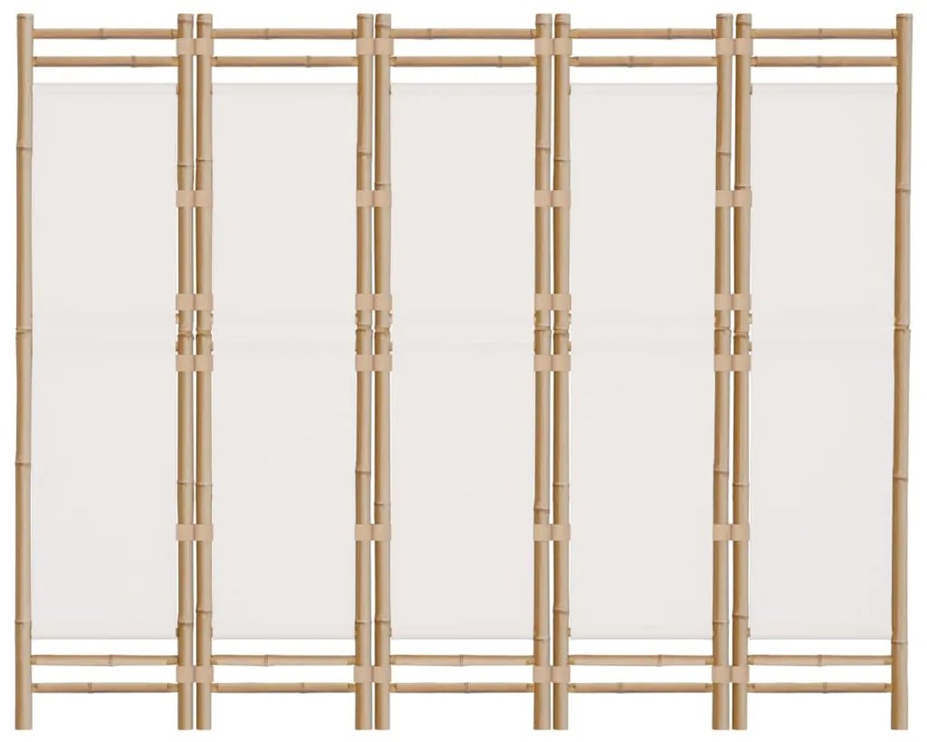 Divisória/biombo com 5 painéis dobráveis 200 cm bambu e lona