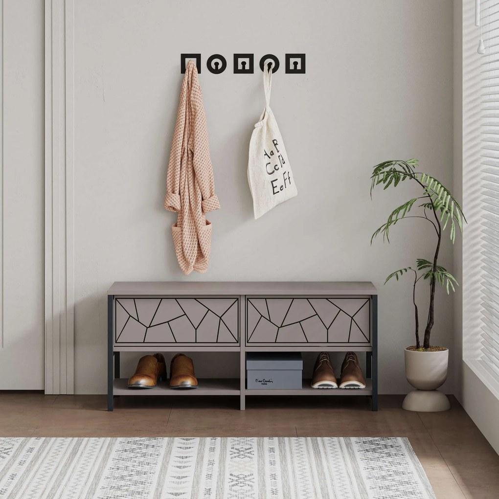 Hall Stand Berlin BA – Walnut Cream – 120x200x35 cm