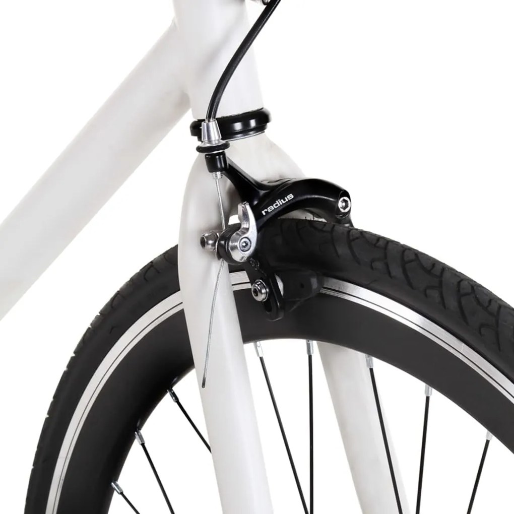 Bicicleta de mudanças fixas 700c 51 cm branco e preto