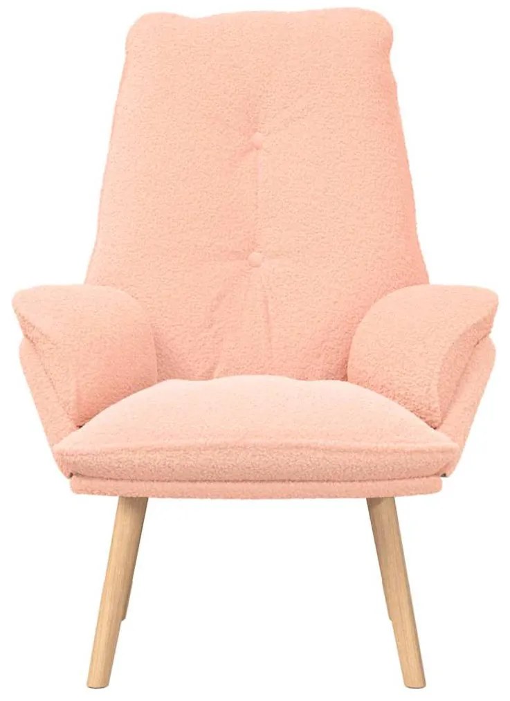 Poltrona Relaxante Rosa em Tecido Estilo Lã