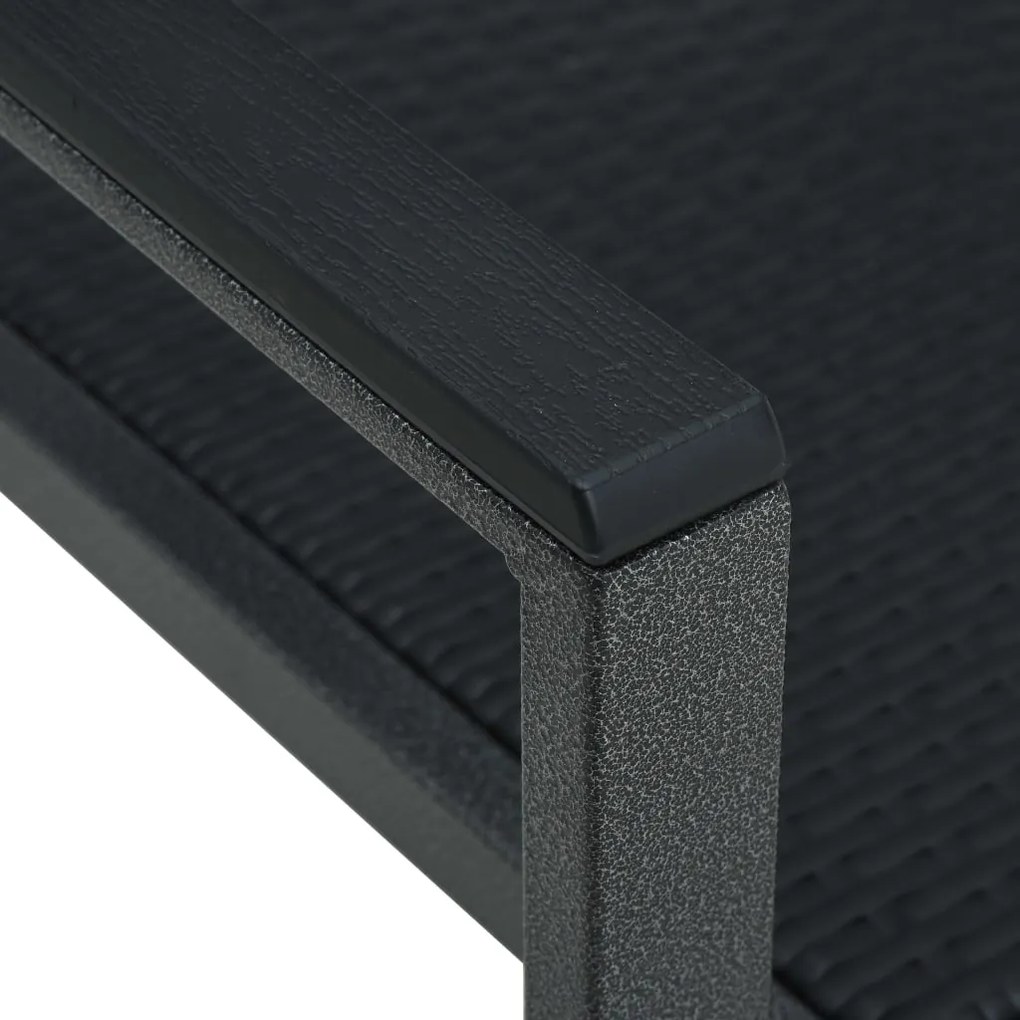 Cadeiras jardim 4 pcs plástico preto aspeto vime
