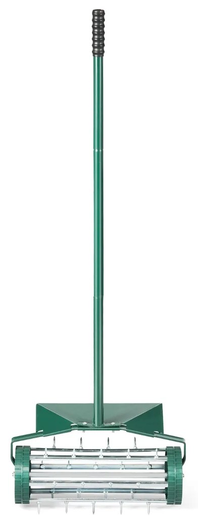 Rolo Jardim Aerador de relva de 46 cm Aeração com dentes rotativos Escudo protetor Aeração pesada do solo para jardim pátio