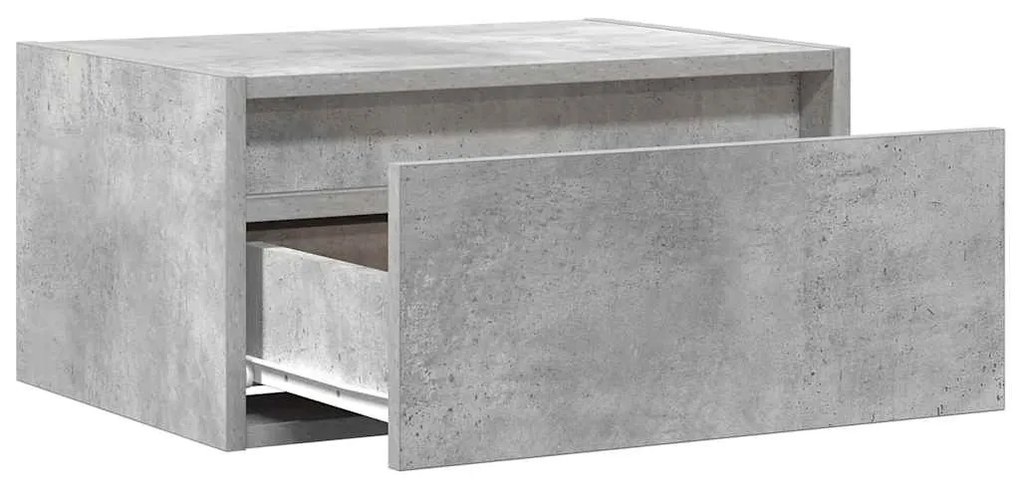 Mesa de cabeceira de parede com luzes LED cinzento cimento