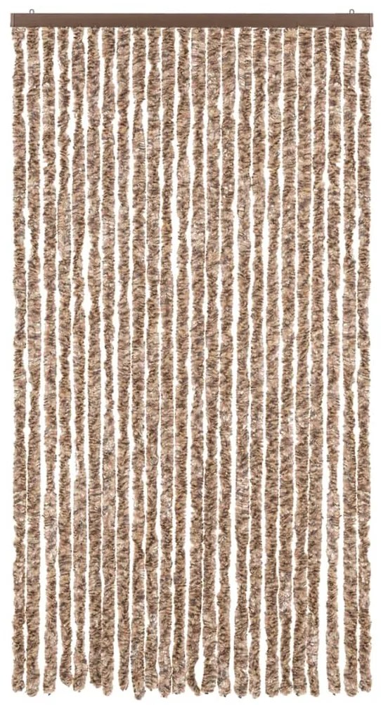 Cortina anti-insetos 100x230 cm chenille bege e castanho-escuro