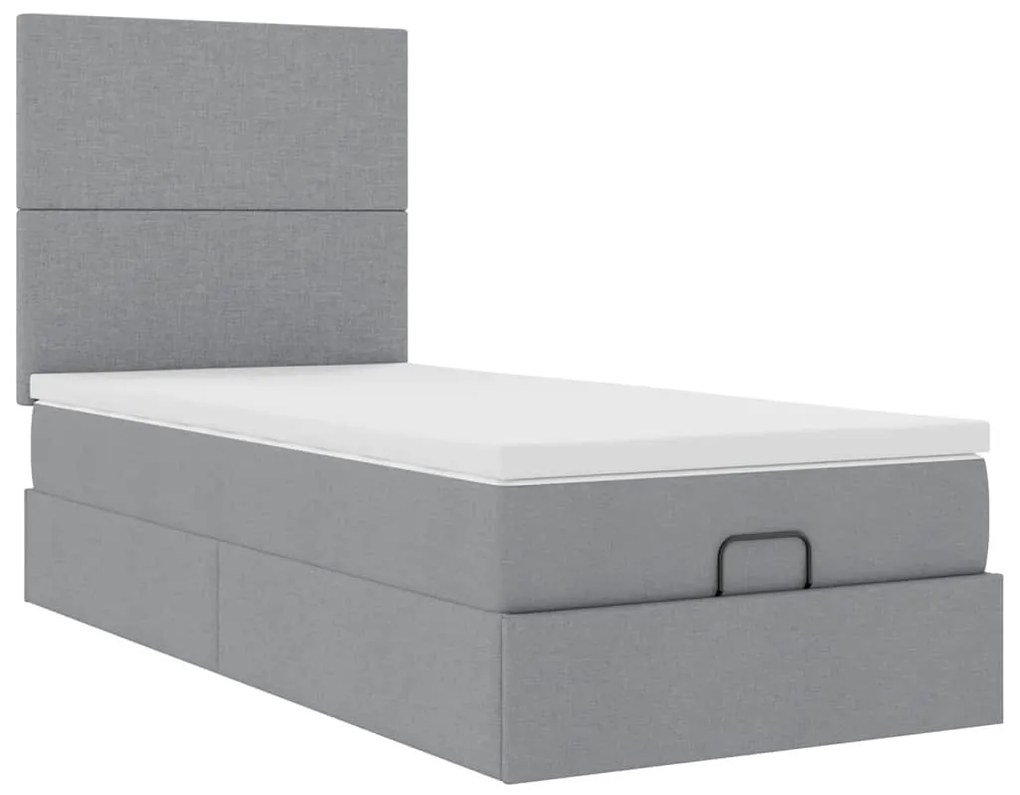 Estrutura cama otomana colchão 90x190 cm tecido cinzento claro