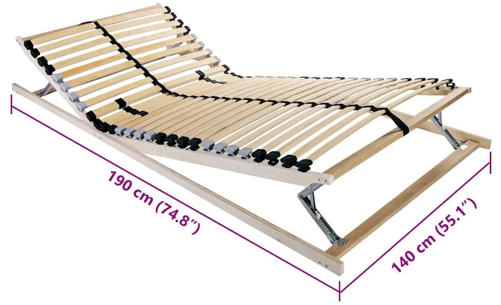 Base de ripas com cabeceira Manual Marrom, Preto e Cinza 140 x 190 cm