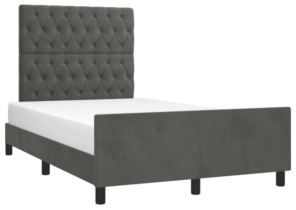 Estrutura de cama sem colchão 120x200 cm veludo cinzento-escuro