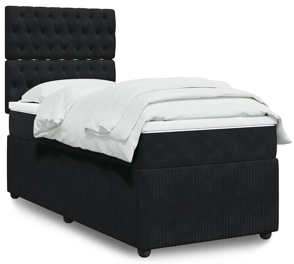 Cama com molas/colchão 90x190 cm veludo preto