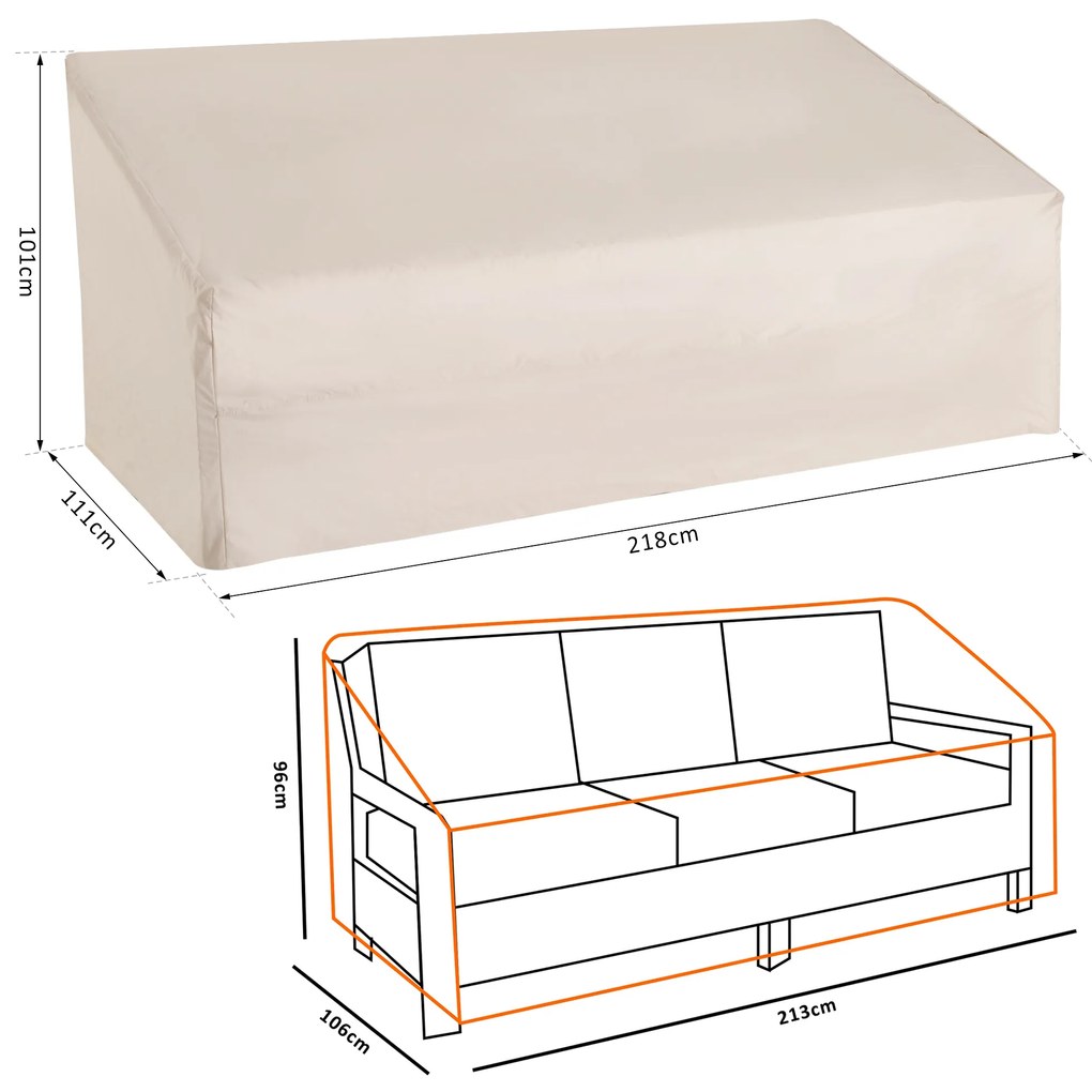 Capa Protetora de Banco 3 lugares Capa Protetora para Móveis Impermeável Exterior jardim para sofá mesas cadeiras de churrasco 218x111x63 / 101cm