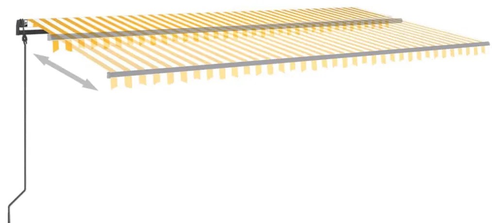 Toldo retrátil automático com postes 6x3,5 m amarelo e branco
