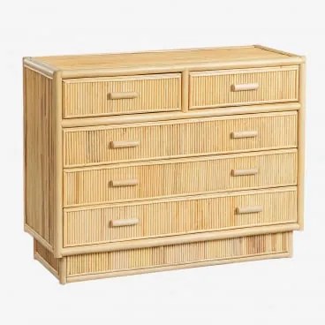 Cómoda 100x40 Cm Em Rattan Leiremy Castanho Natural - Sklum