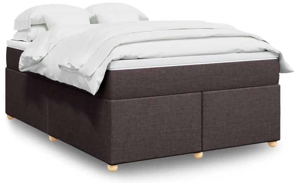 vidaXL Cama com molas/colchão 160x200 cm tecido castanho-escuro