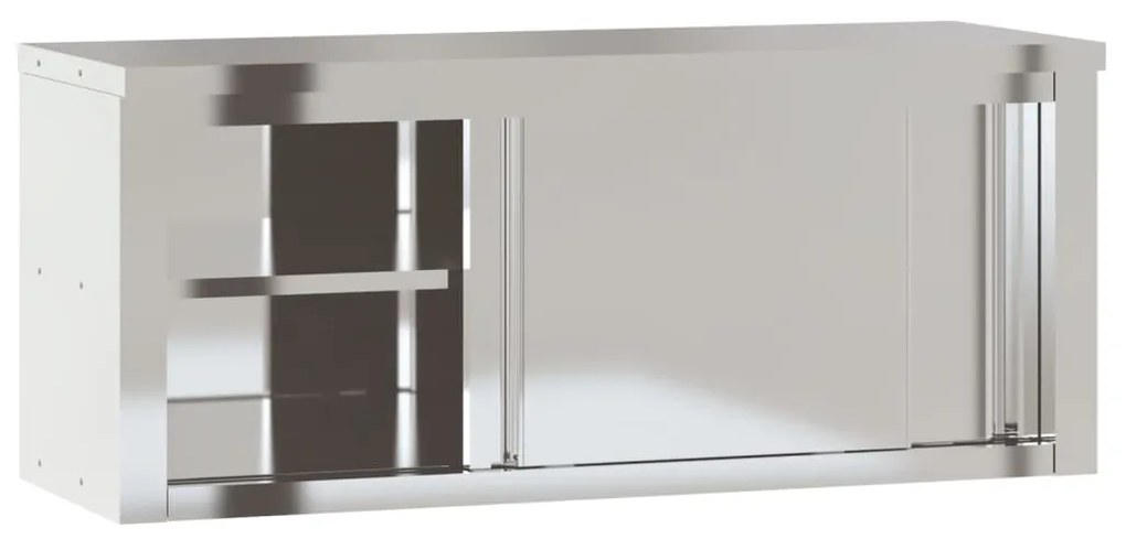 Armário de parede p/ cozinha c/ portas de correr aço inoxidável
