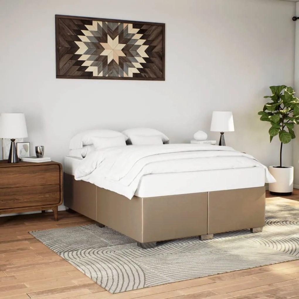 vidaXL Estrutura de cama 160x200 cm couro artificial cappuccino