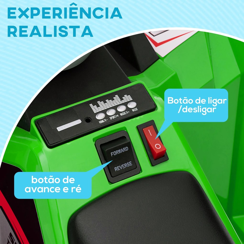 HOMCOM Quadriciclo Elétrico para Crianças com Reboque a Bateria 6V Car