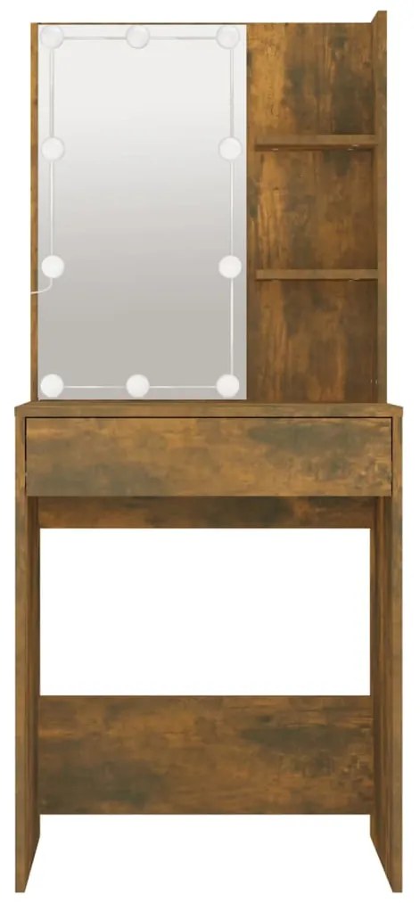Toucador com LEDs 60x40x140 cm cor carvalho fumado