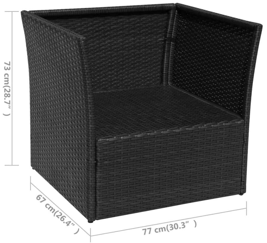 Cadeira de jardim com banco vime preto