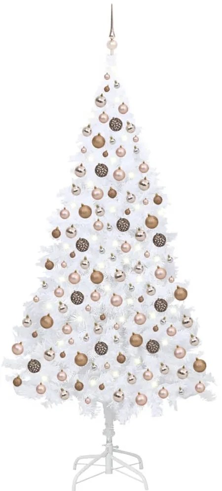 vidaXL Árvore Natal artificial pré-iluminada c/ bolas PVC branco