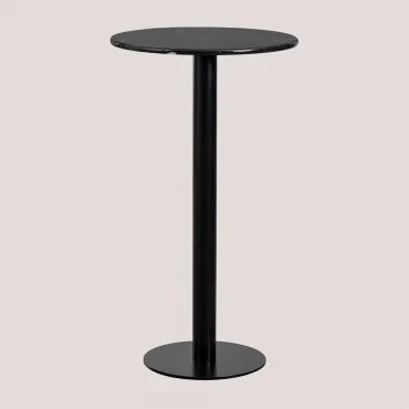 Mesa Alta De Bar Redonda Ø60 Cm Em Mármore Rocher Mármore Negro Marquina & Preto - Sklum