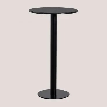 Mesa Alta De Bar Redonda Ø60 Cm Em Mármore Rocher Mármore Preto & Preto - Sklum