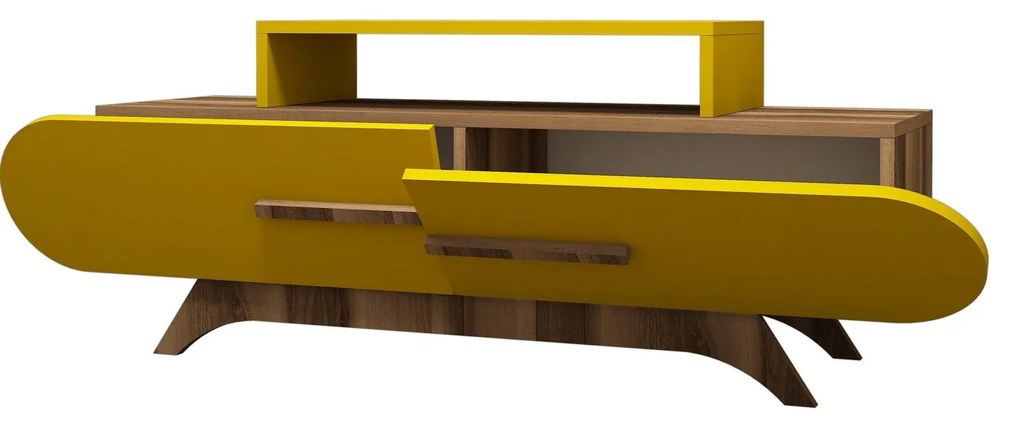 Móvel para TV Rose – Nogueira e Amarelo – 145x49,8x36,8 cm