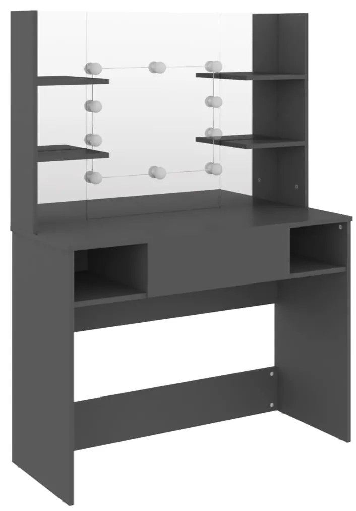 Mesa de maquilhagem c/ luzes LED 100x40x135 cm MDF cinzento