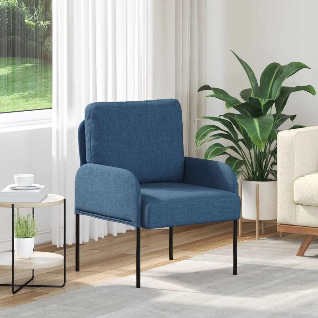 vidaXL Sofás com almofada 55cm Azul Contraplacado