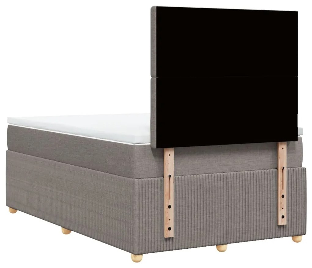 Cama boxspring c/ colchão 120x190cm tecido castanho-acinzentado