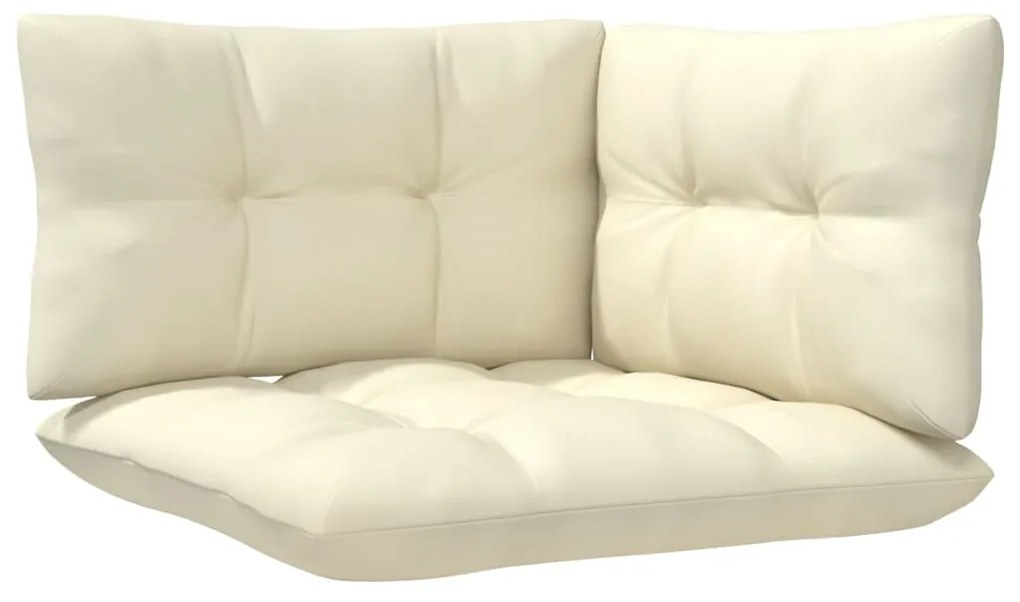 3 pcs conjunto lounge jardim c/ almofadões cor creme pinho