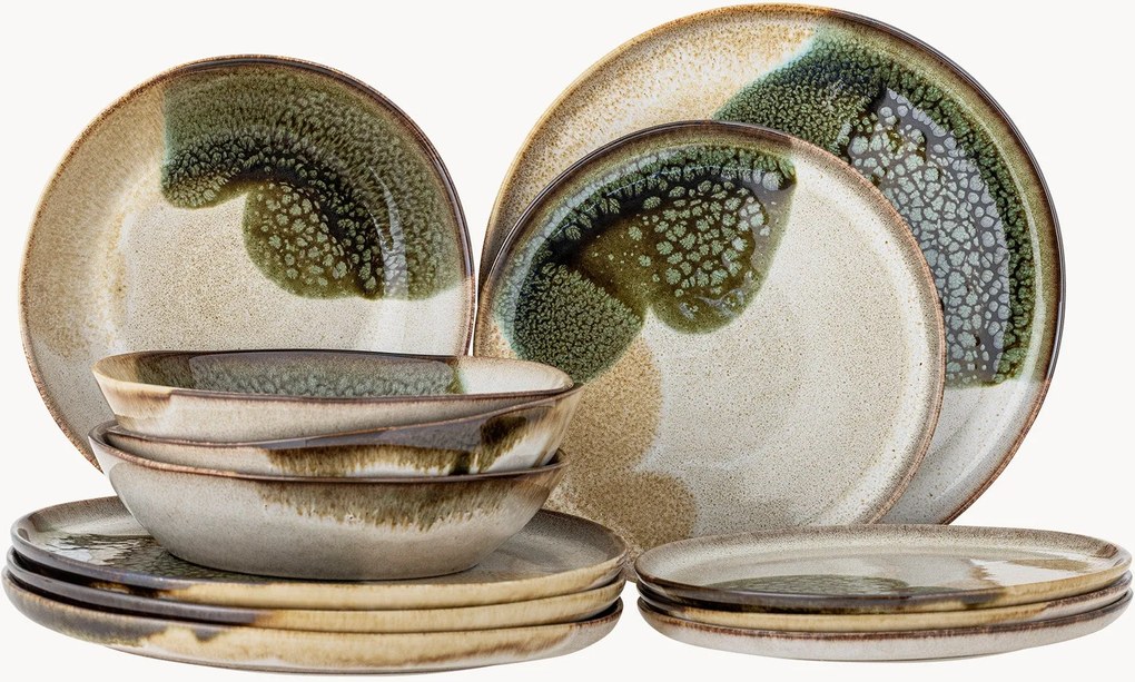 Conjunto de loiça pintada à mão Jules, 4 pessoas, conjunto de 12