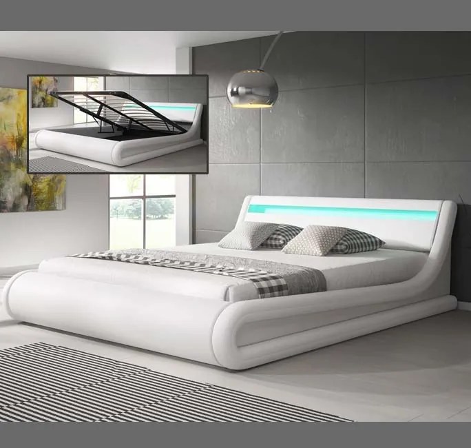 Cama Hidráulica com Arrumação "Patricia" - 140x190 cm - Branco - Polip