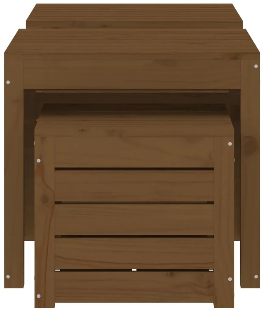 3 pcs conjunto de caixas de jardim pinho maciço castanho mel