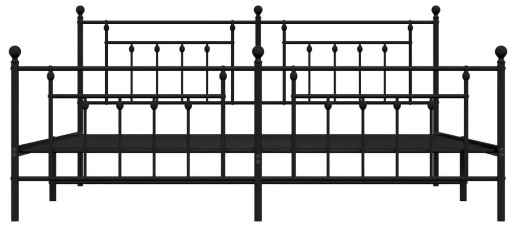 Estrutura de cama com cabeceira e pés 200x200 cm metal preto
