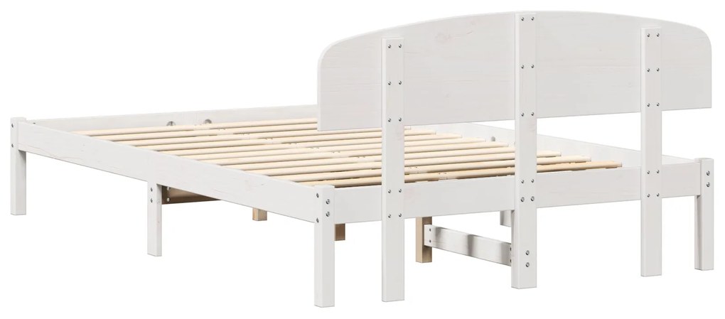 Estrado de Cama com Cabeceira Branco 140x190 cm Madeira Pinho